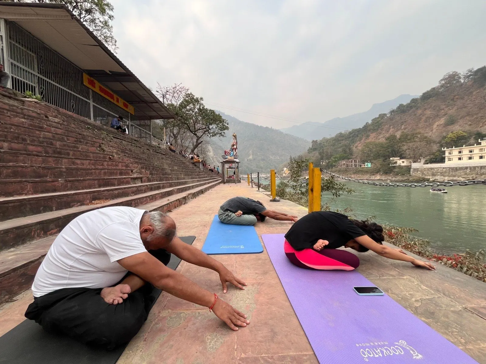 Yoga on the ghats of the Ganga in Rishikesh