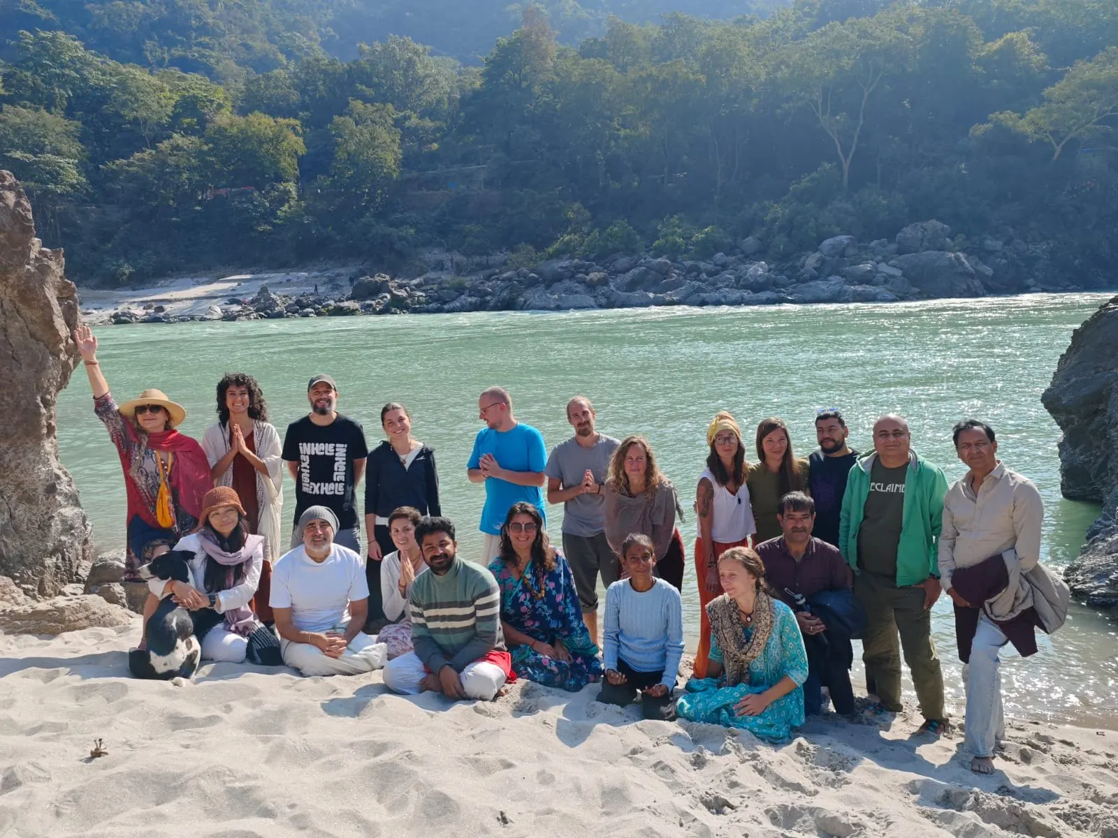 Retreat group on the banks of the Ganga